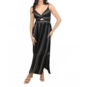 NEW ANGIE twist front striped maxi dress in black